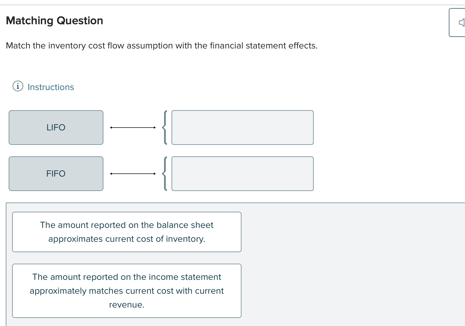 answer this Matching Question Match the inventory
