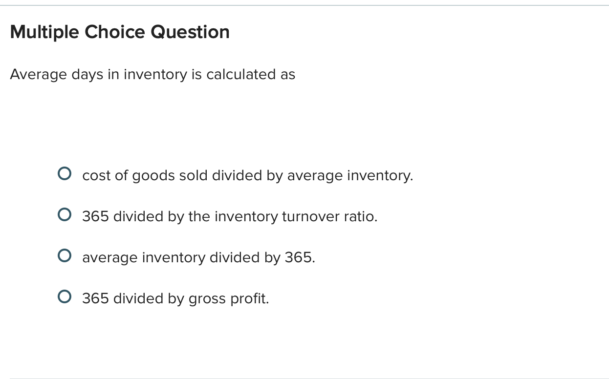 answer this Multiple Choice Question Average days