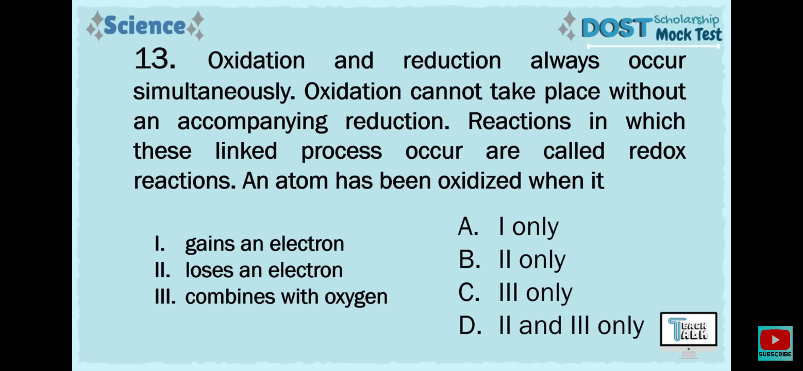 Answer this Scholarship Science DOST Mock Test