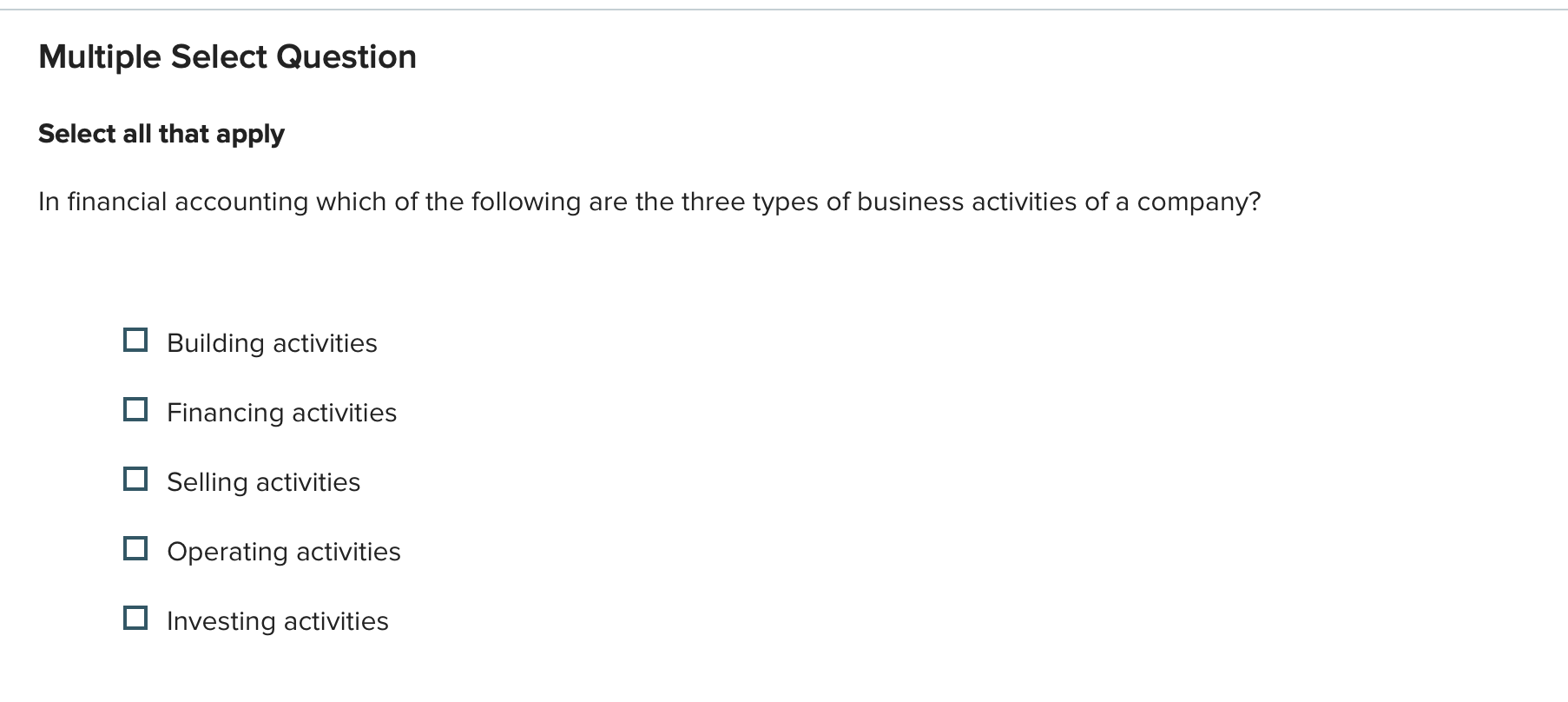 answer this Multiple Select Question Select all