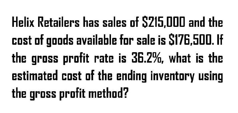The gross profit method Helix Retailers has sales