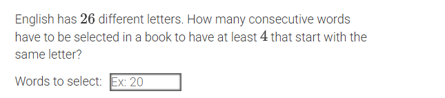 ANSWER English has 26 different letters. How many