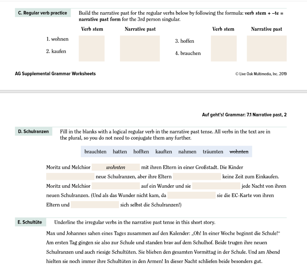 answer this C. Regular verb practice Build the