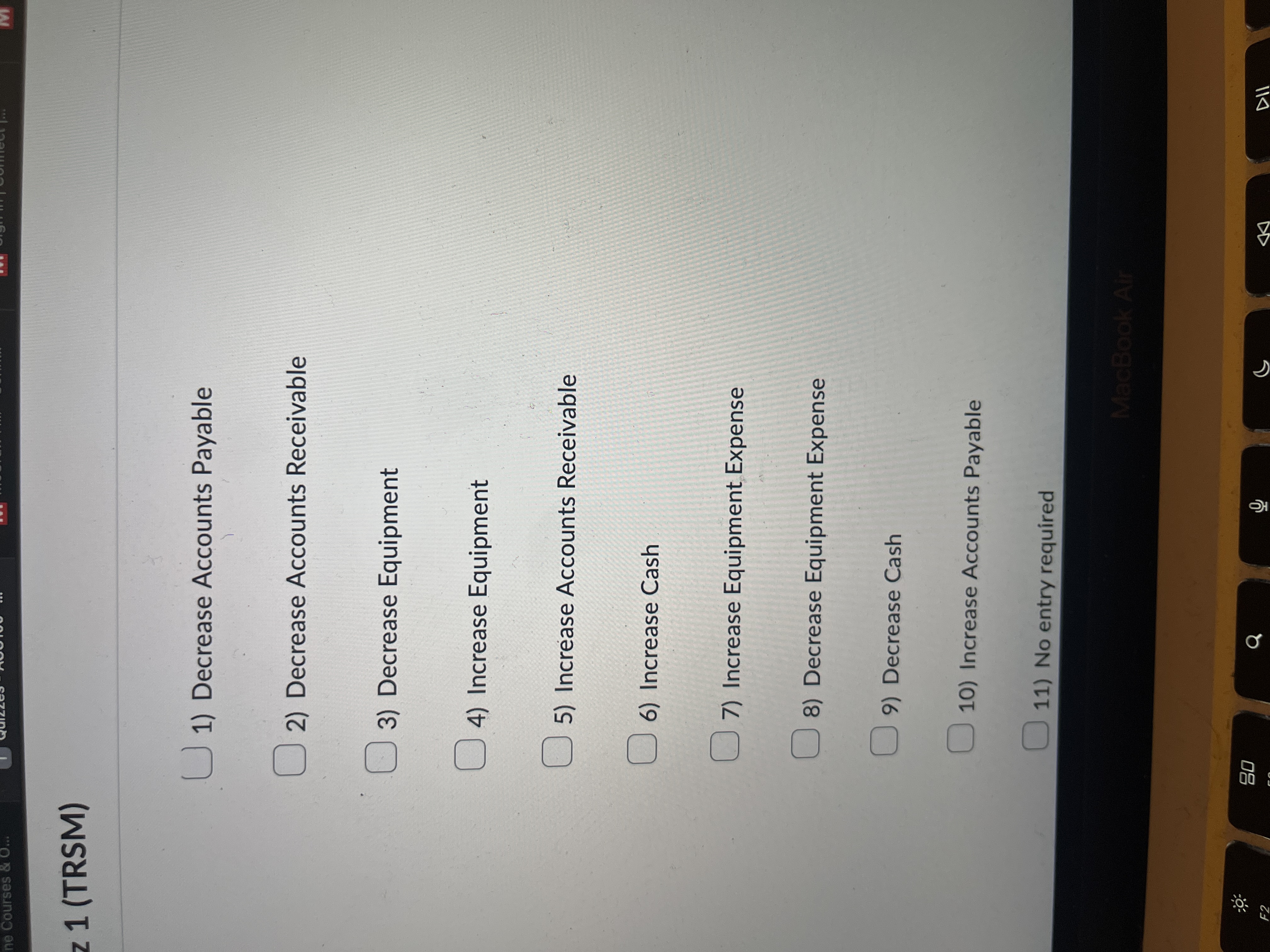 purchase equipment for $8000 cash. e Courses & 2