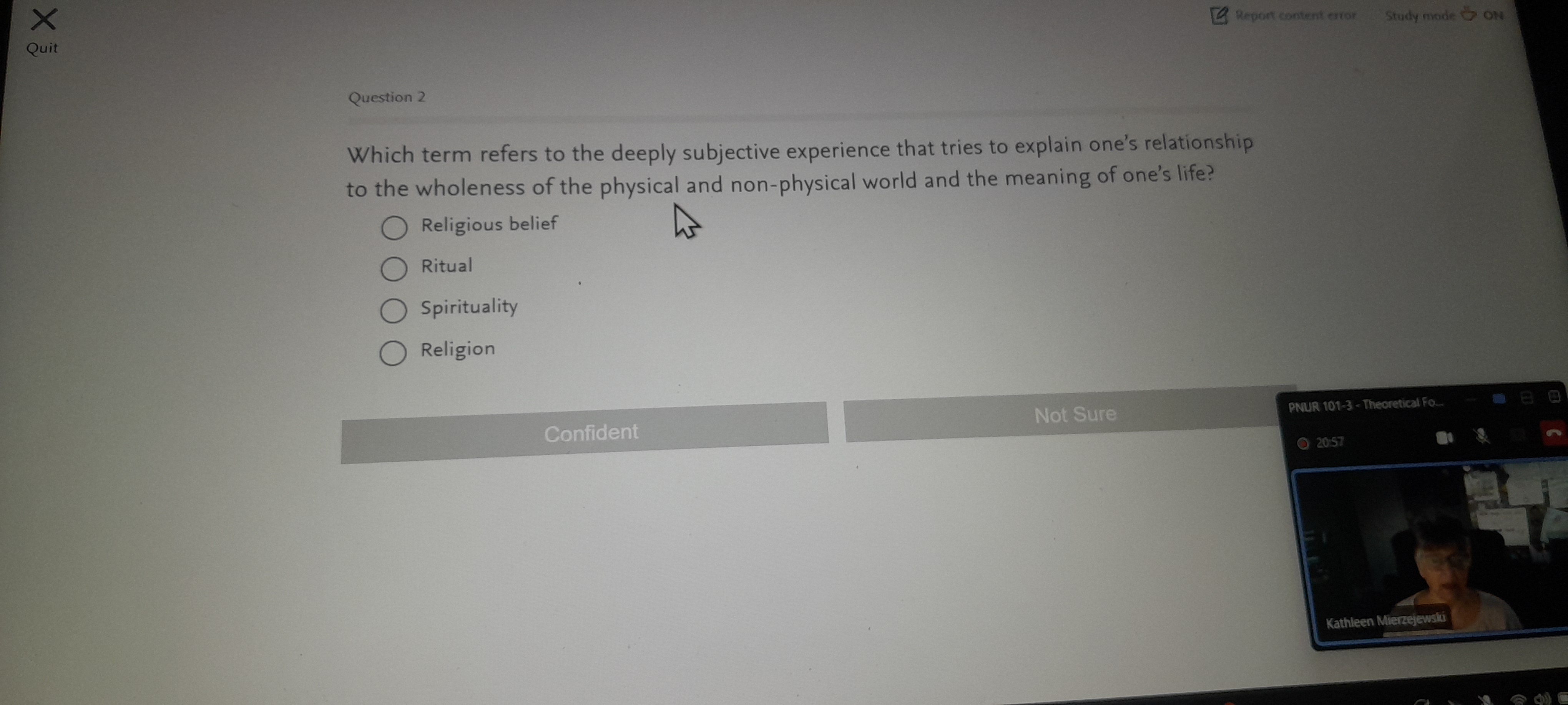 A X Quit Report content error Study mode ON