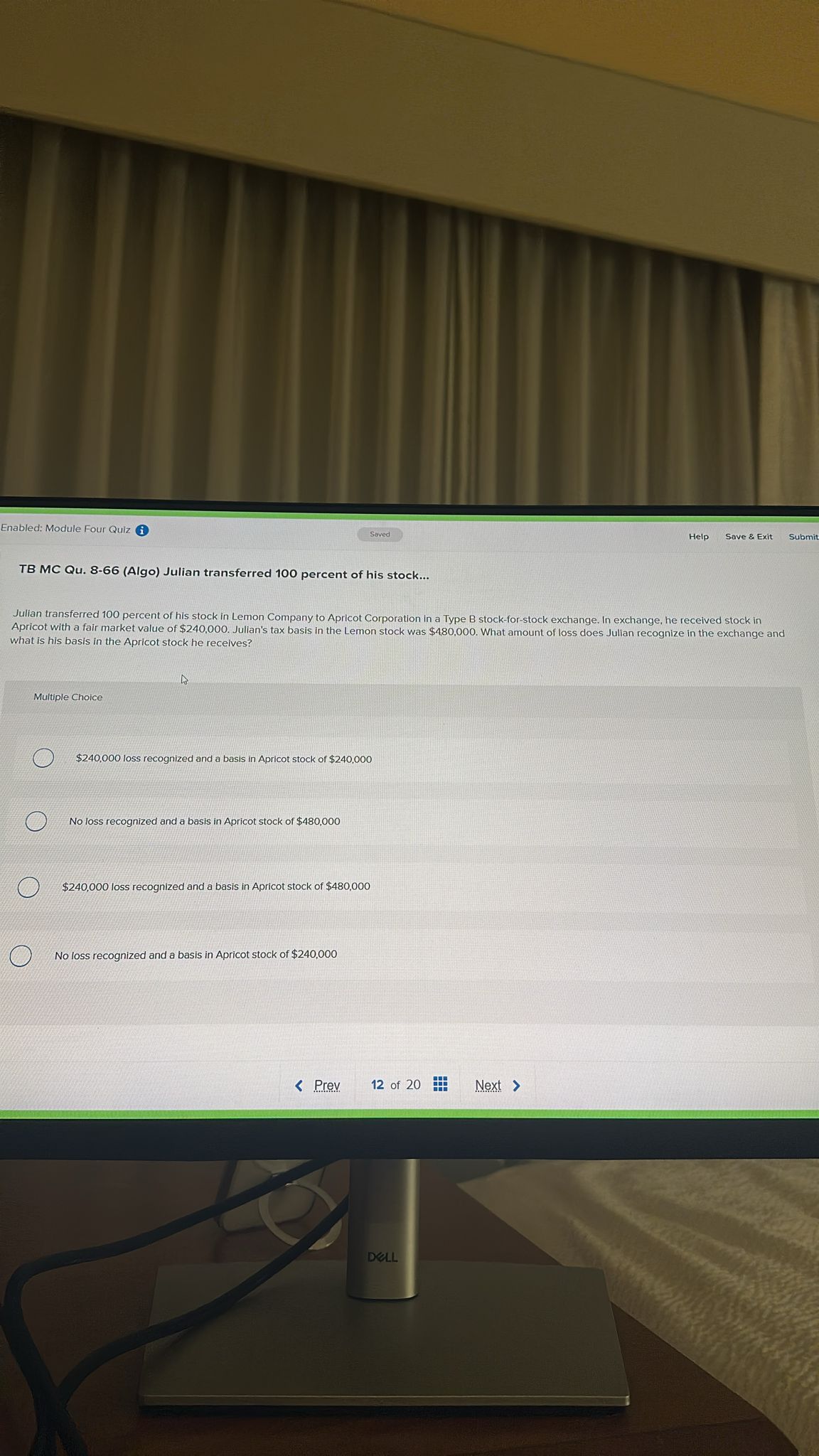 rr Enabled: Module Four Quiz @ Saved Help Save &