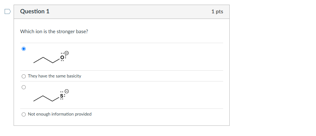 this one? D Question 1 1 pts Which ion is the