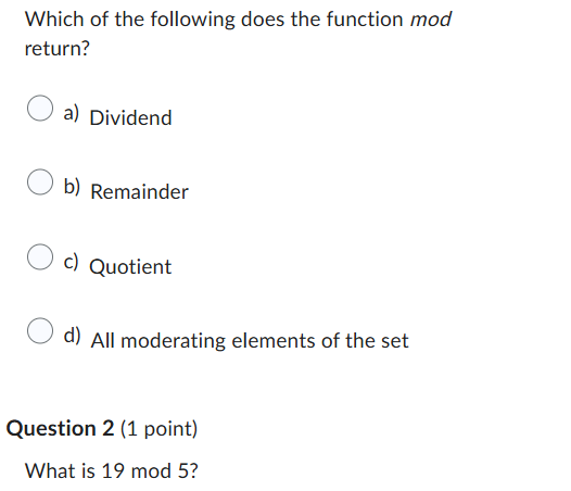 ANSWER Which of the following does the function