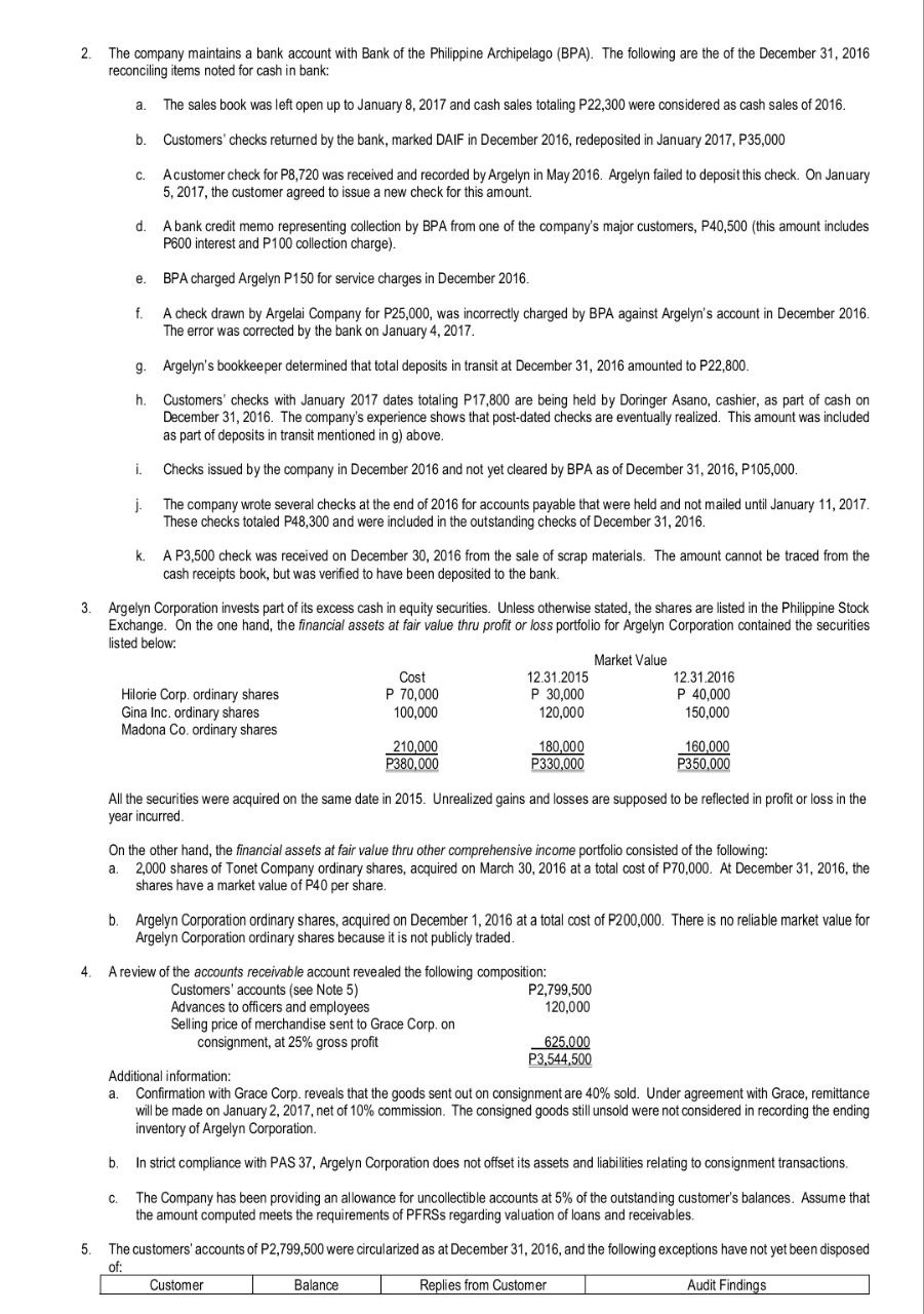 Auditing: Comprehensive Problem . Please answer