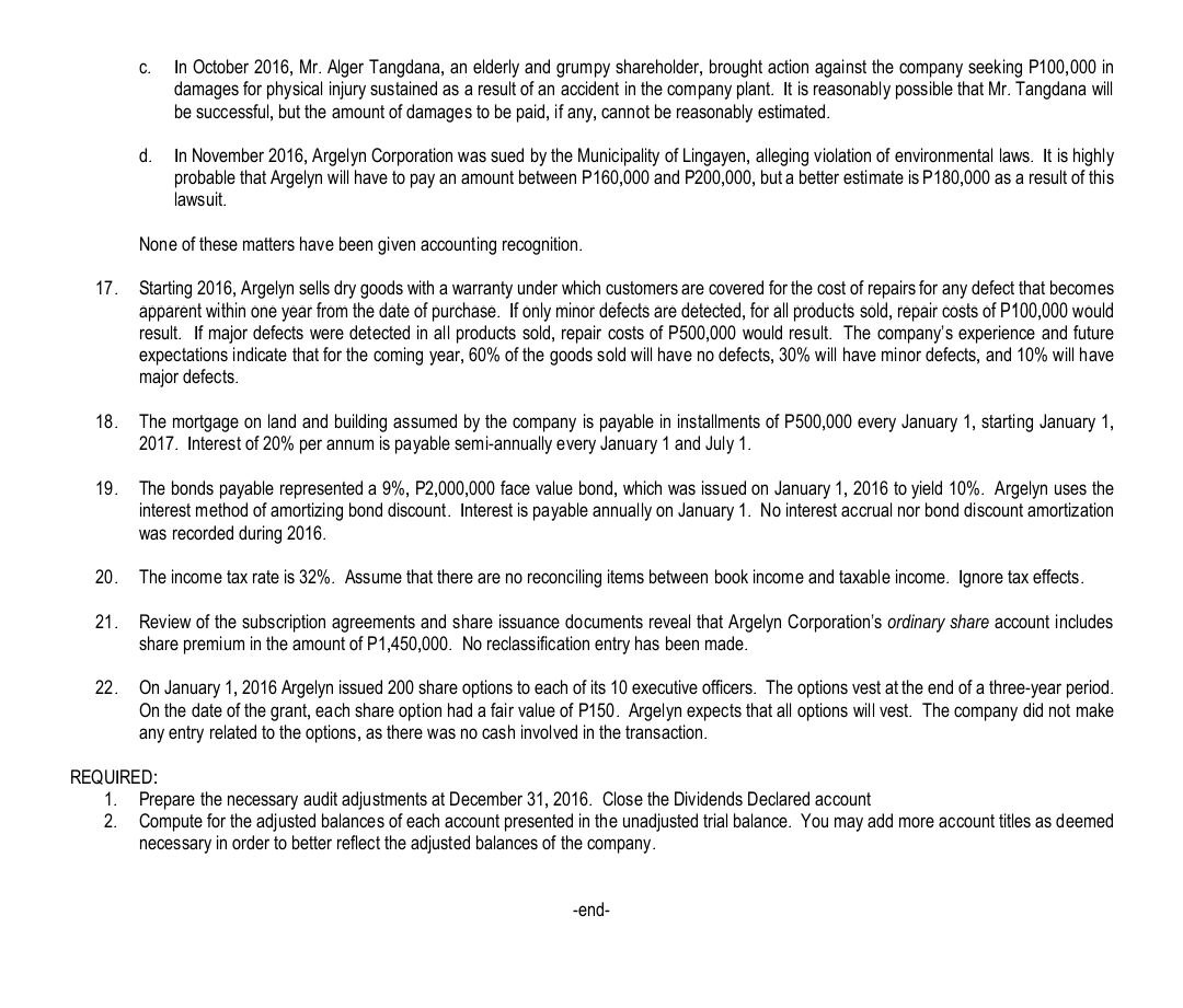 Auditing: Comprehensive Problem . Please answer