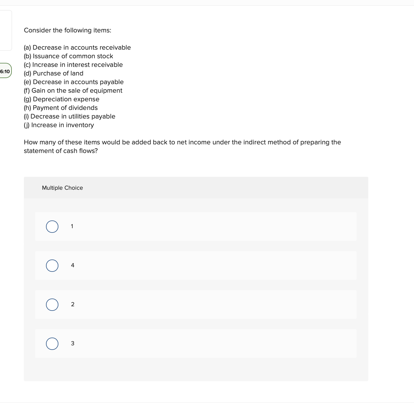 answer this Consider the following items: (a)