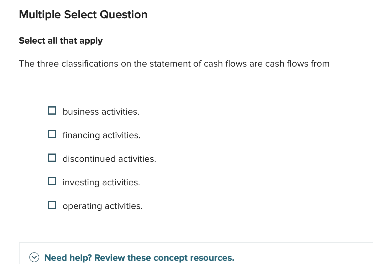 answer this Multiple Select Question Select all