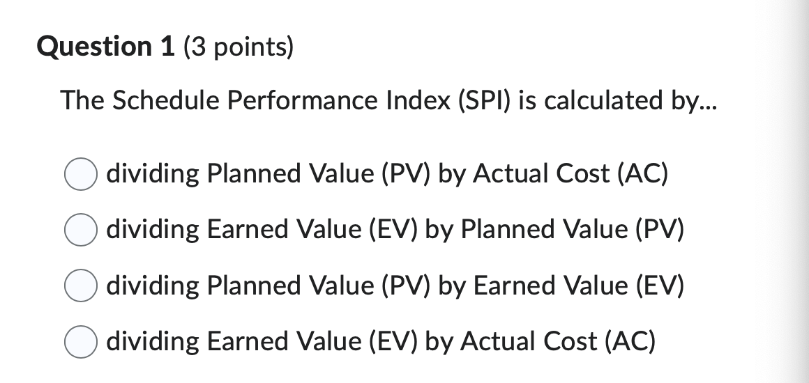 answer this Question 1 (3 points) The Schedule