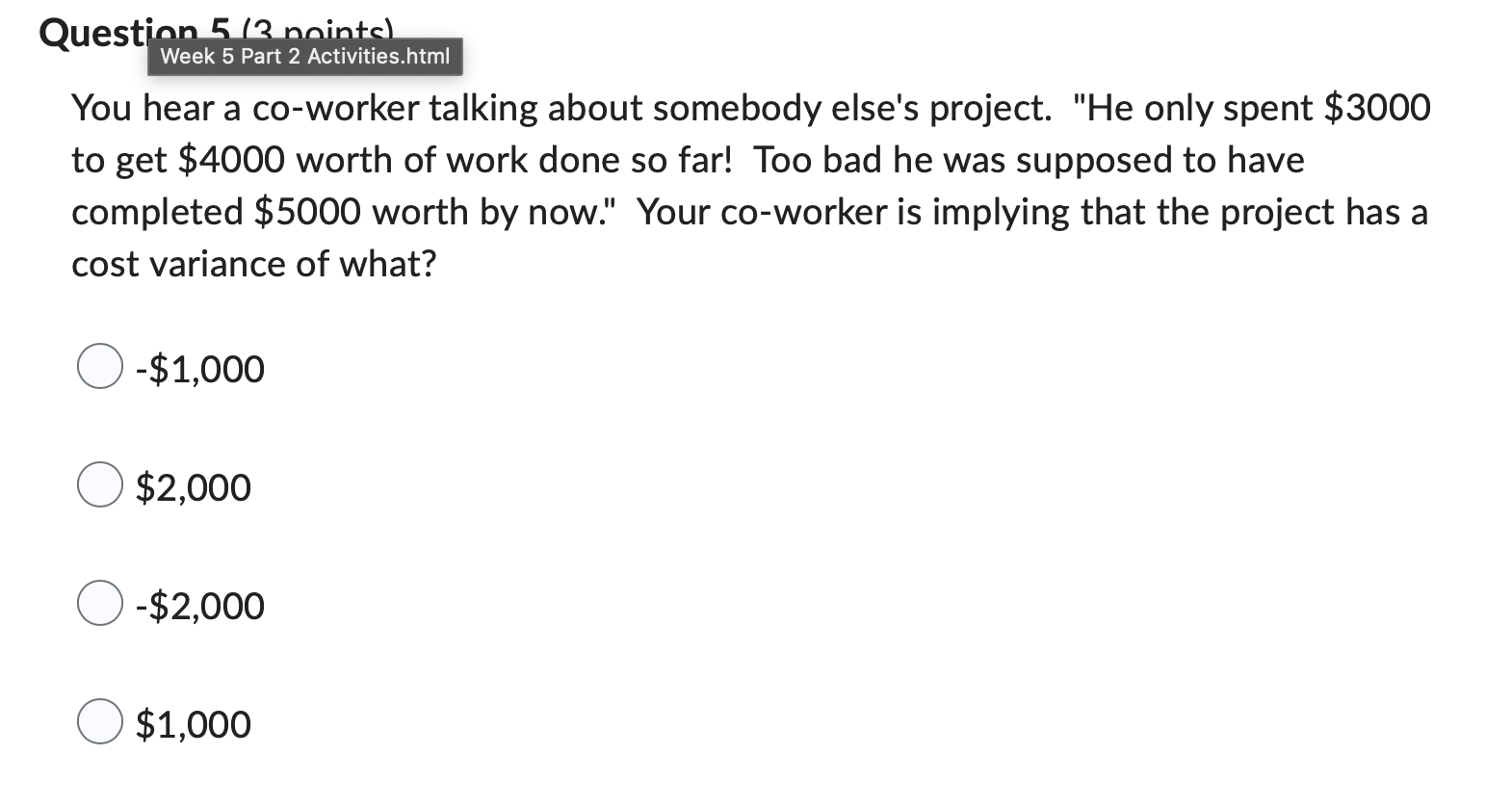 answer this Question 5 (3 nintel Week 5 Part 2