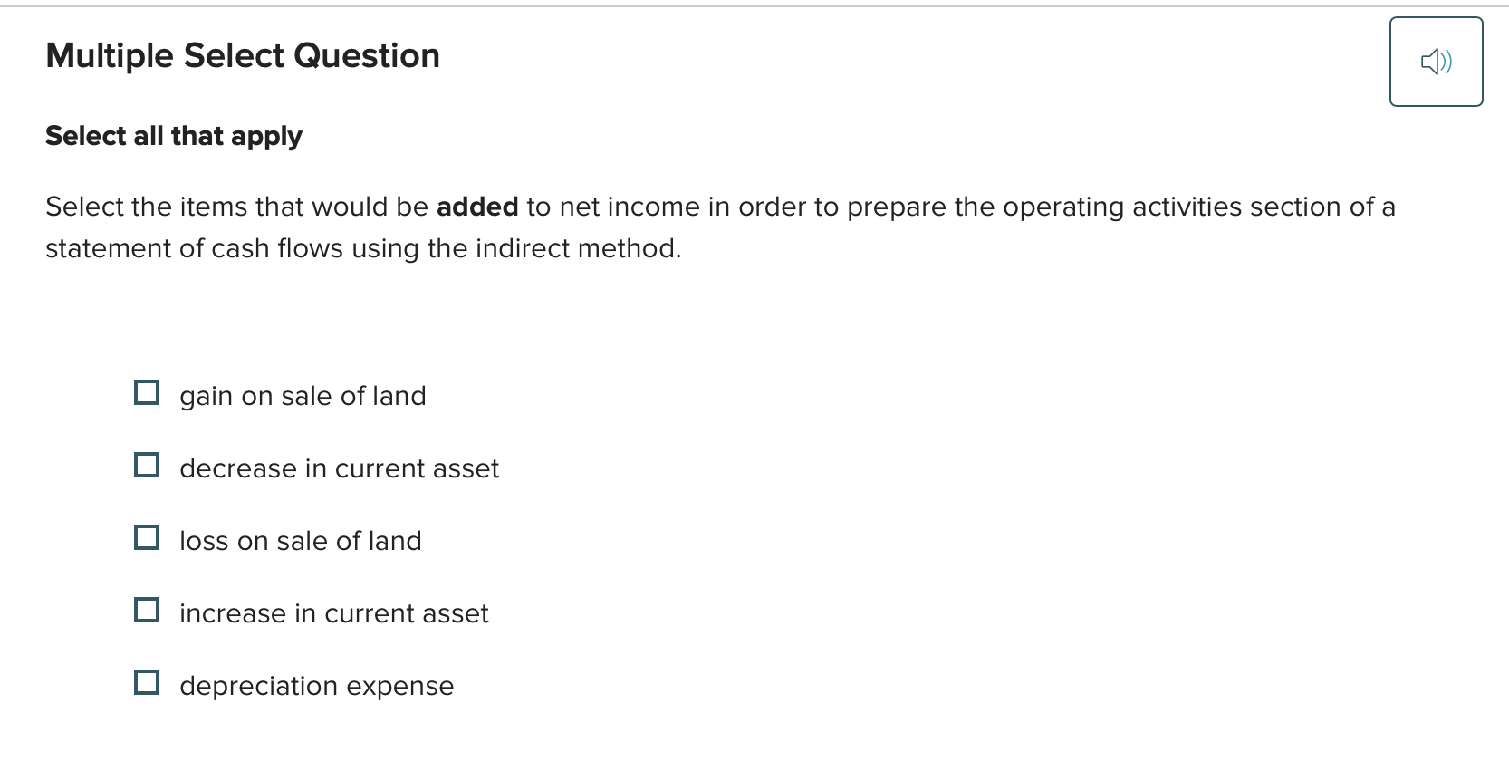 answer this Multiple Select Question Select all