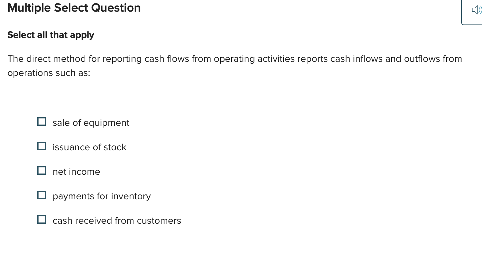 answer this Multiple Select Question ch) = Select