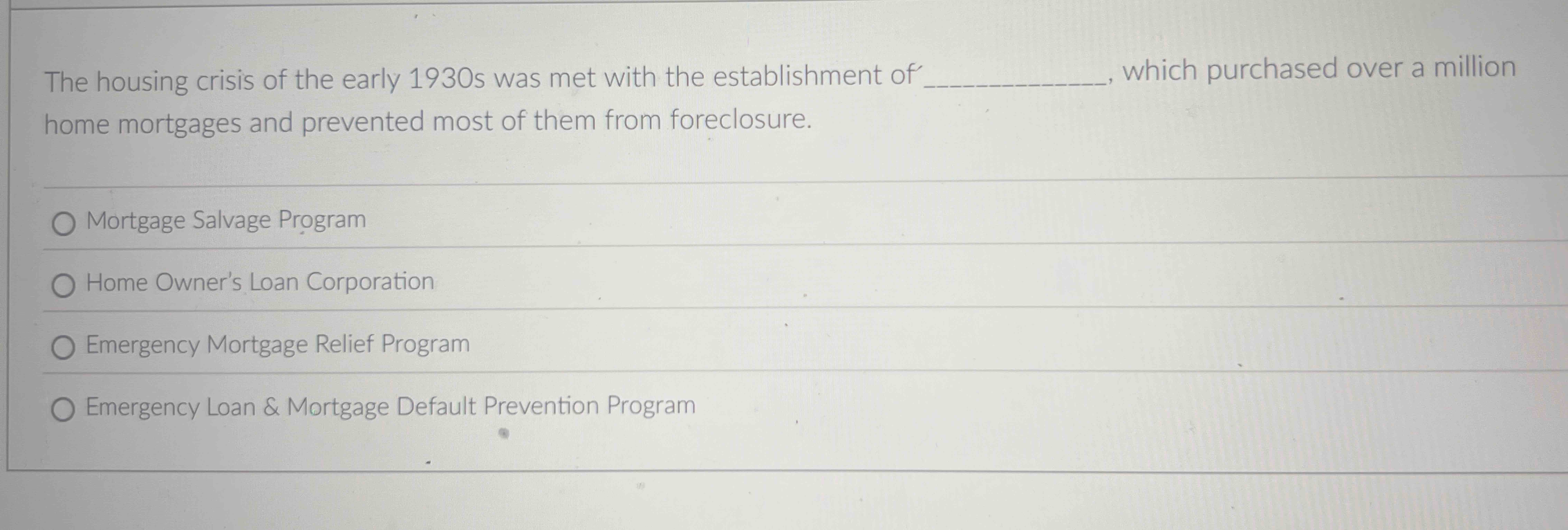 The housing crisis of the early 1 9 3 0 s was met