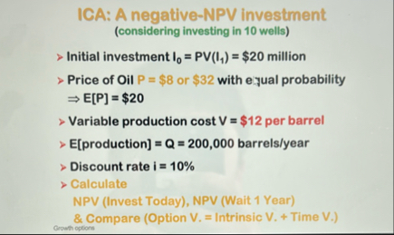 ICA: A negative - NPV investment ( considering