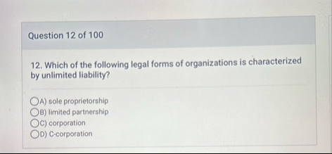 Question 1 2 of 1 0 0 1 2 . Which of the