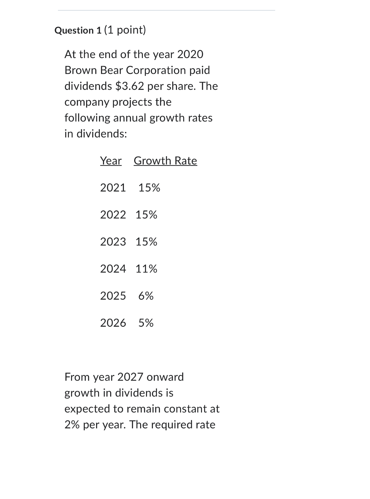 Question 1 ( 1 point ) At the end of the year 2 0