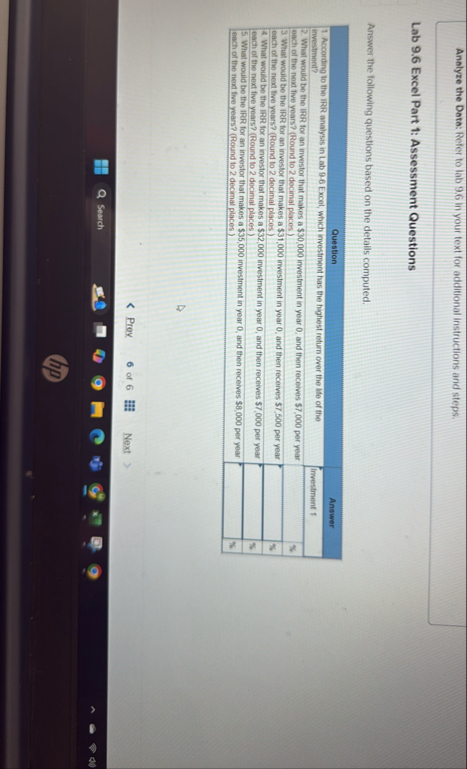 Analyze the Data: Refer to lab 9 . 6 in your text