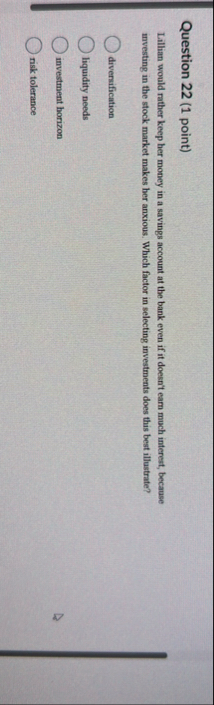 Question 2 2 ( 1 point ) Lillian would rather
