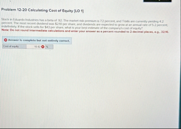 Problem 1 2 - 2 0 Calculating Cost of Equity [ LO