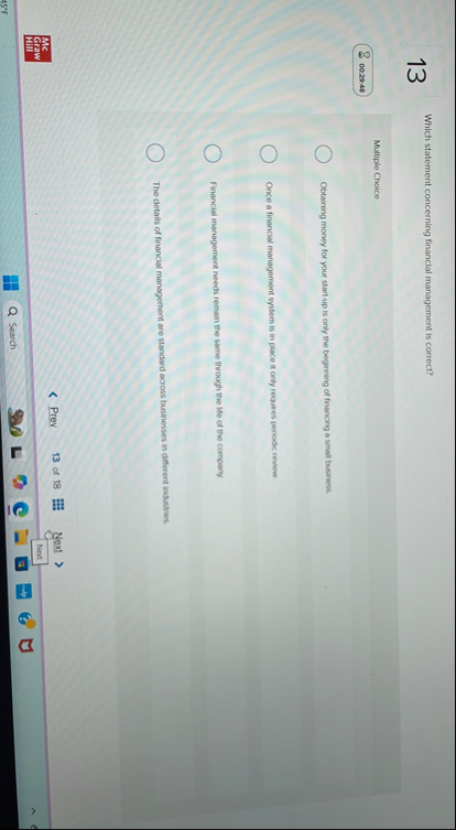 1 3 Which statement concerning financial