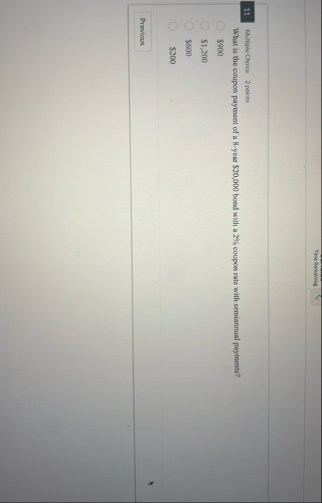 Time Remaining 1 1 Multiple Choice 2 points What