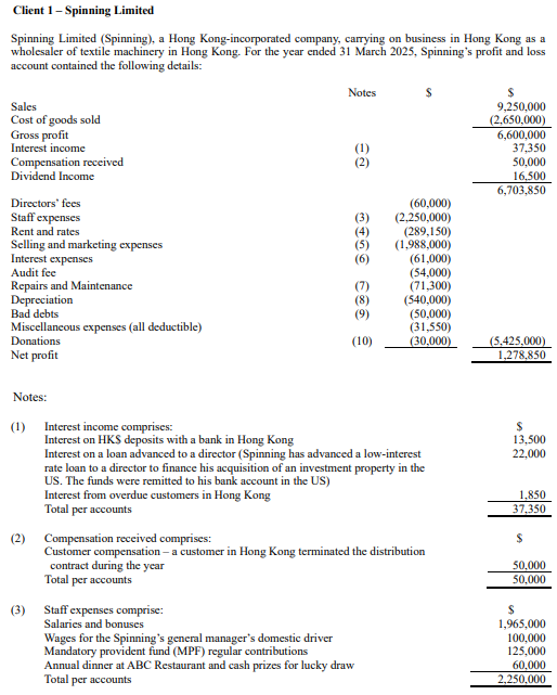 a ) Profits Tax Computation 2 0 2 4 / 2 5 for
