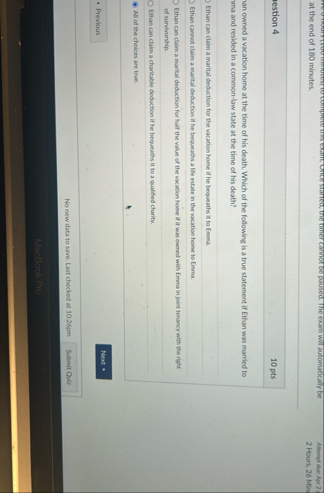 at the end of 1 8 0 minutes. Attempt due: Apr 2 2