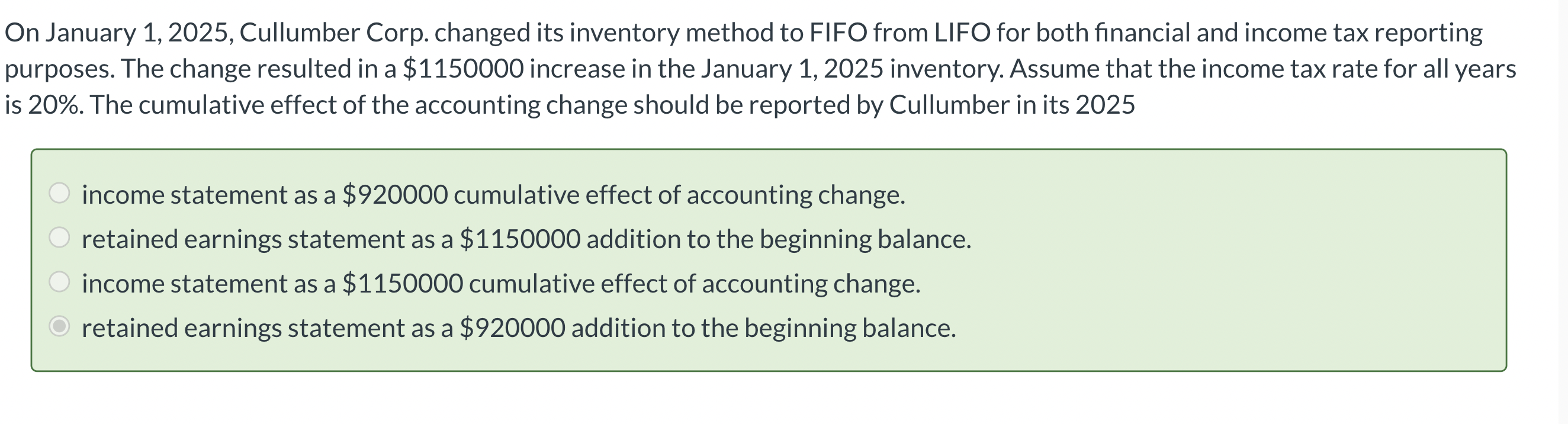 On January 1 , 2 0 2 5 , Cullumber Corp. changed
