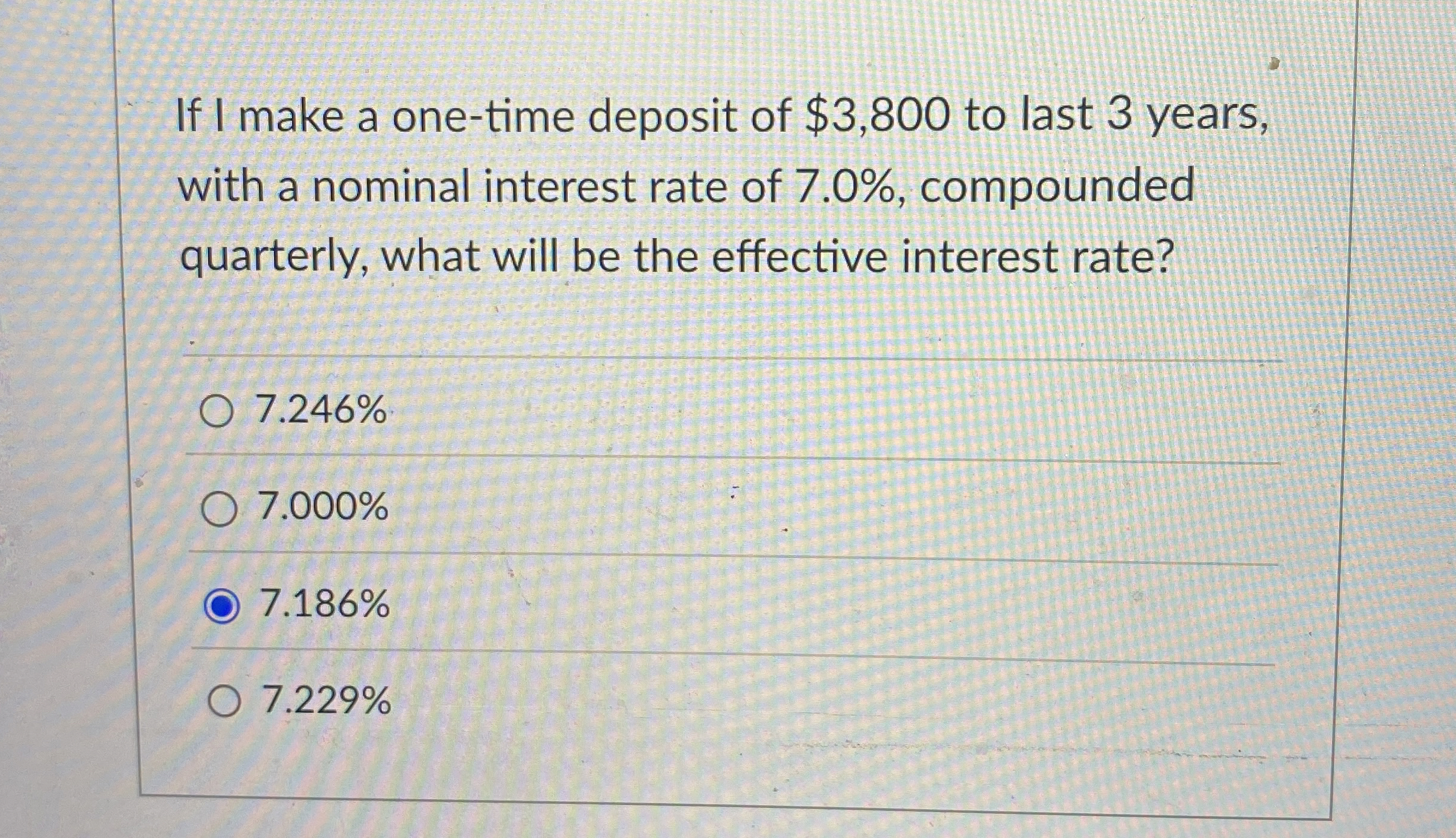 If I make a one - time deposit of $ 3 , 8 0 0 to