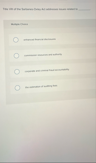 Titie VIII of the Sarbanes - Oxley Act addresses