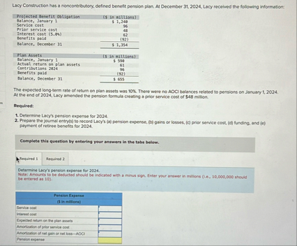Lacy Construction has a noncontributory, defined
