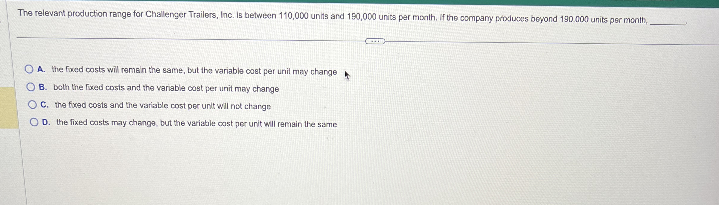 The relevant production range for Challenger