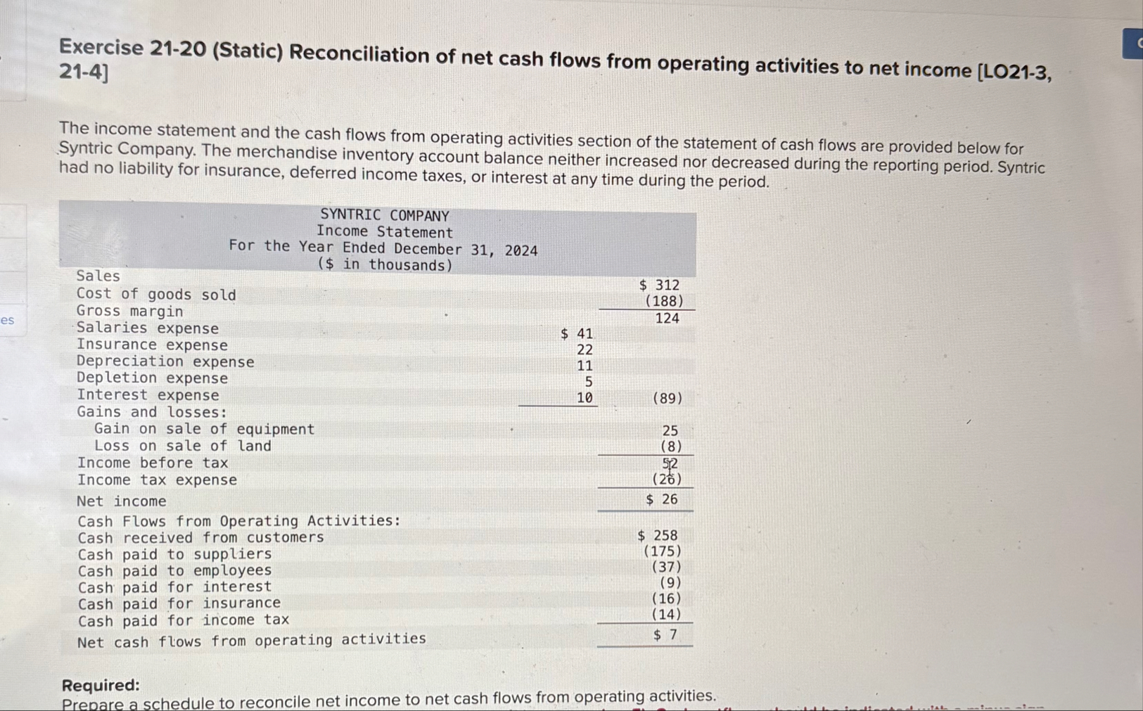 Exercise 2 1 - 2 0 ( Static ) Reconciliation of