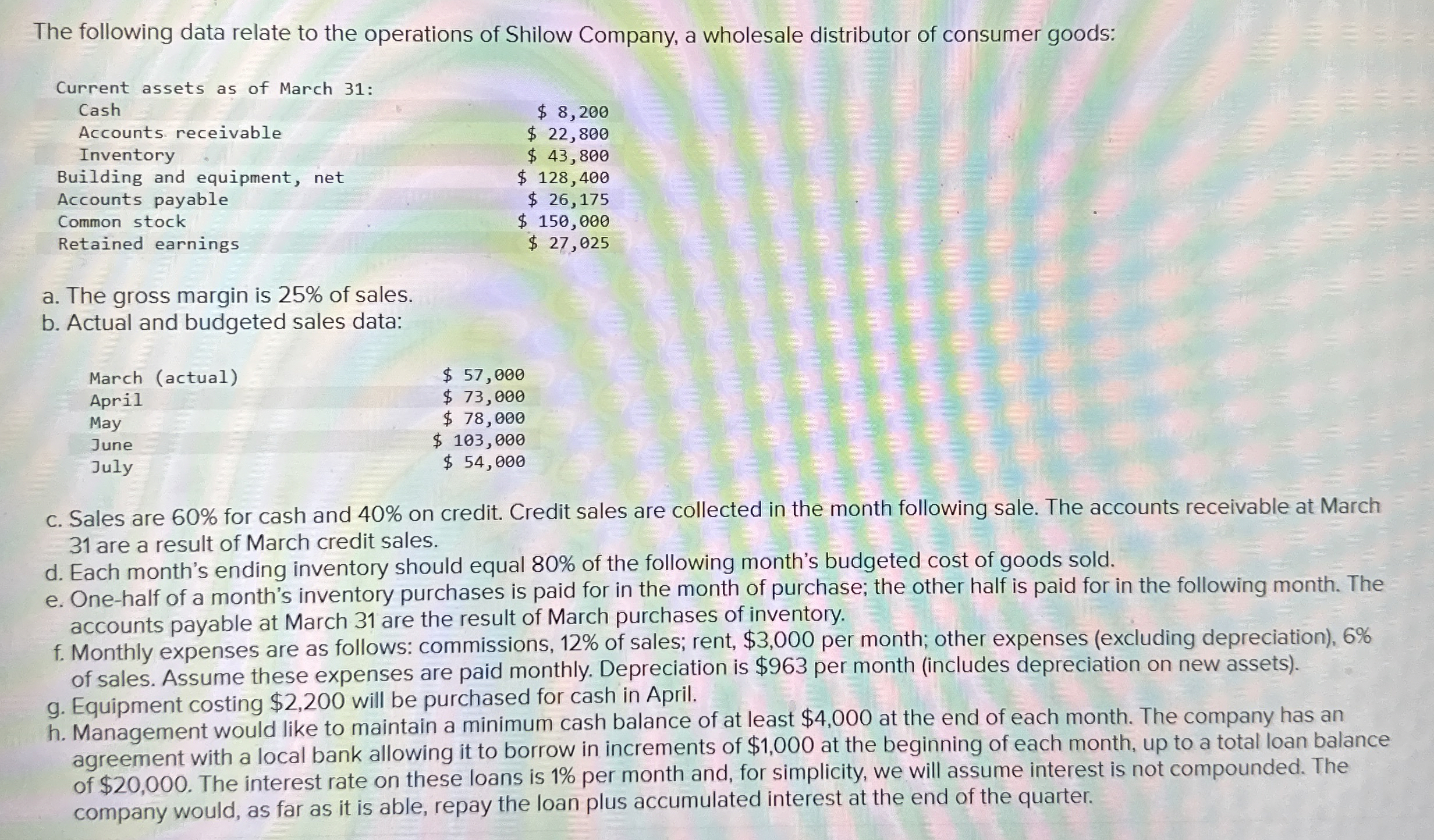 Please help me with required parts 3 - 5 . I hqve