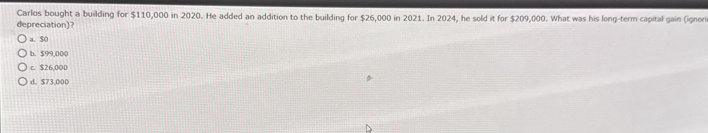 Carlos bought a building for $ 1 1 0 , 0 0 0 in 2