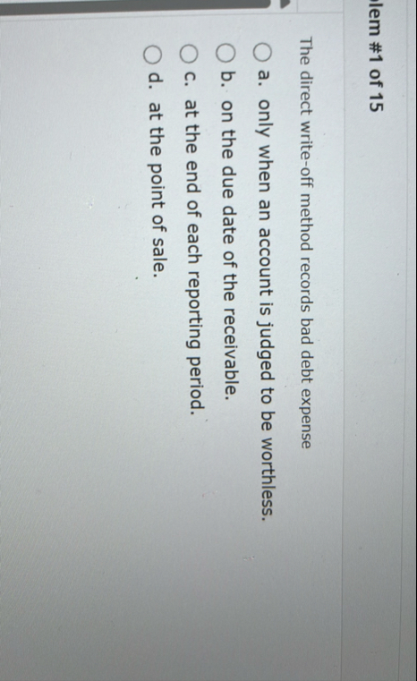 lem # 1 of 1 5 The direct write - off method