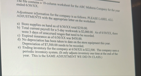 The file contains a 1 0 - column worksheet for