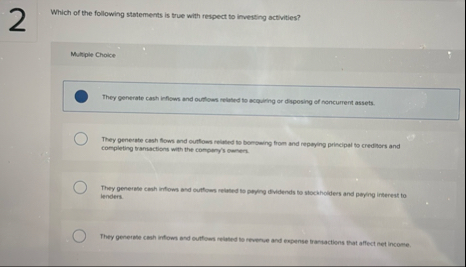 2 Which of the following statements is true with