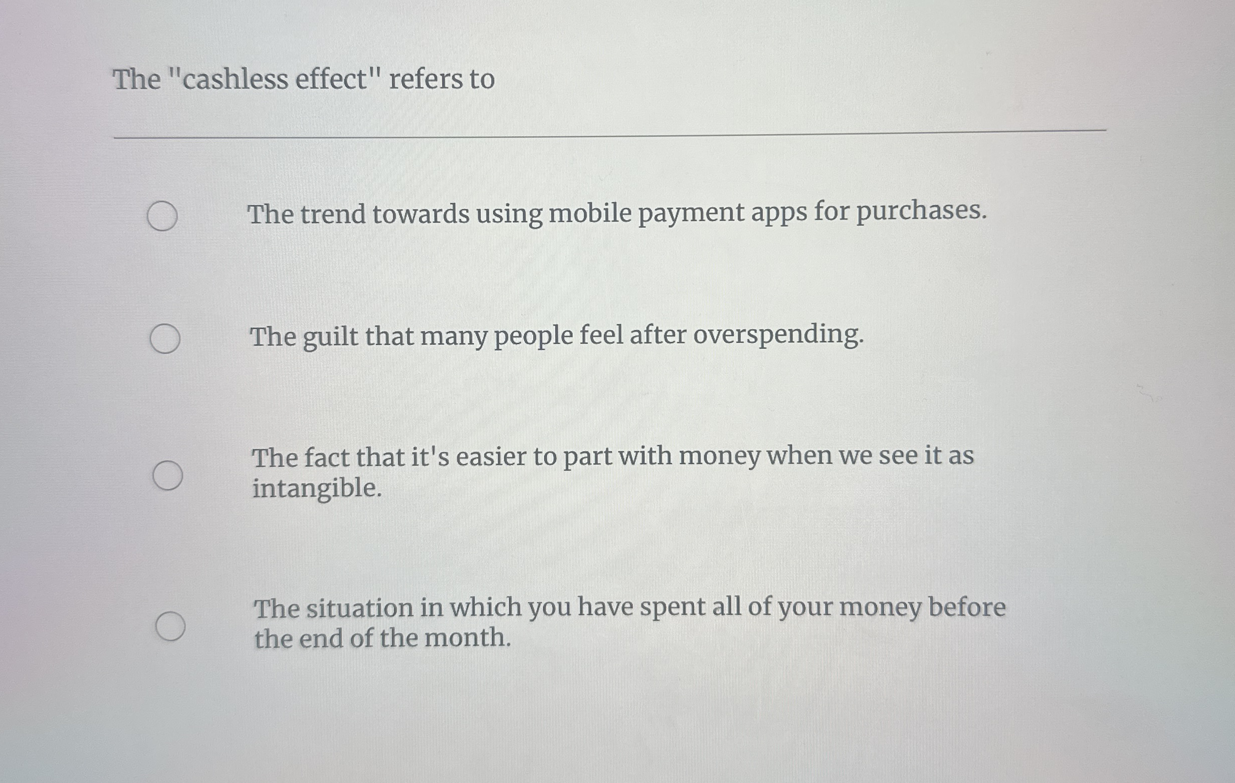 The "cashless effect" refers to q , The trend