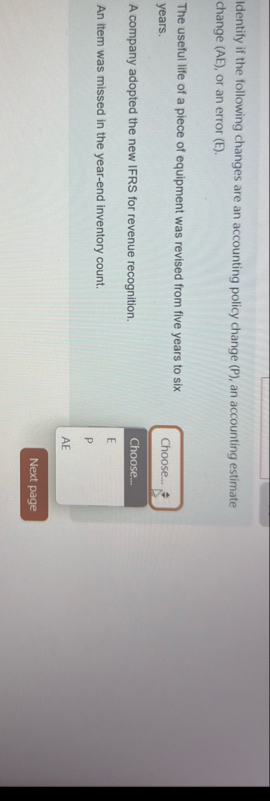 Identify if the following changes are an