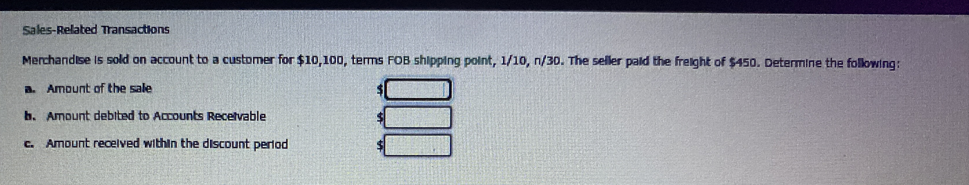 Sales - Related Transactions Merchandise is sold