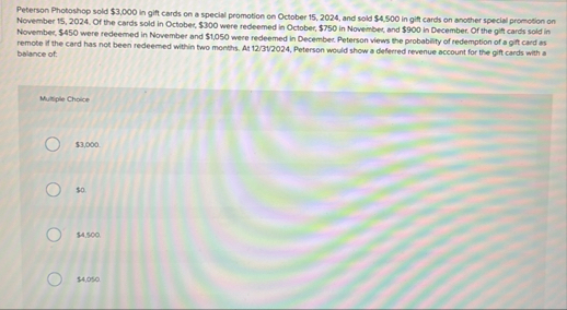 Peterson Photoshop sold $ 3 , 0 0 0 in gift cards