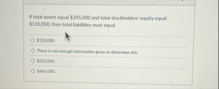 If total assets equal $ 3 4 5 , 0 0 0 and total