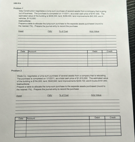 HW = 1 4 Problem 1 Isley Construction negotiabes