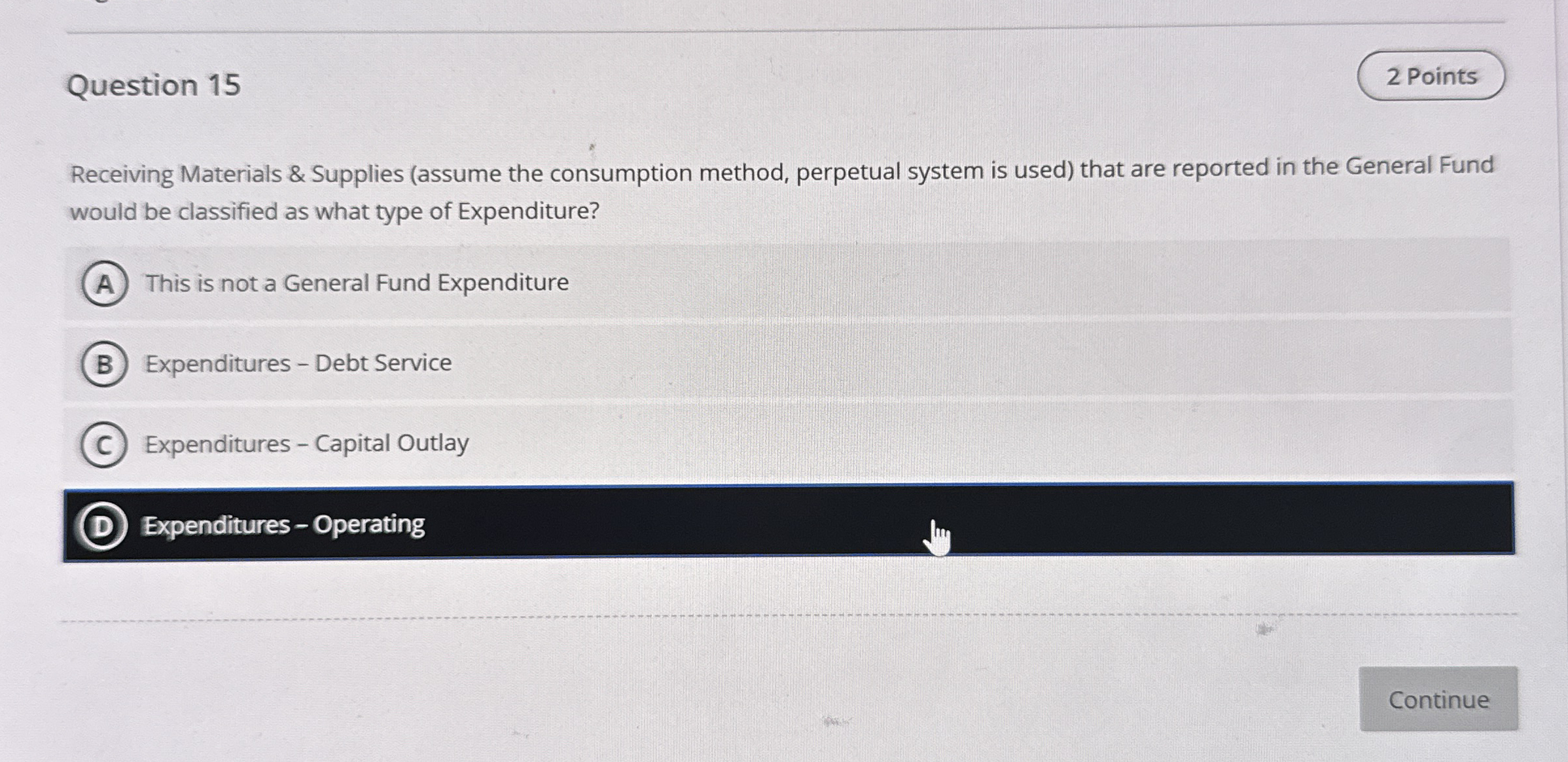 Question 1 5 Receiving Materials & Supplies (