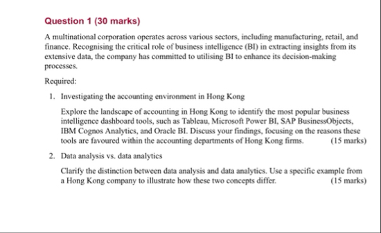 Question 1 ( 3 0 marks ) A multinational